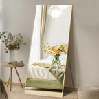 DUMOS 65"x24" Full Length Mirror, Full Body Mirror with Aluminum Alloy Thin Frame, Standing Mirrors with Leaning or Hanging, Suitable for Bedroom, Livingroom, Cloakroom, Gold