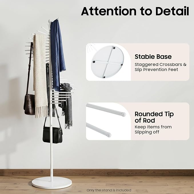 Freestanding Spiral Scarf Rack Stand, Metal Scarf Display Holder with Heavy Base, Scarf Organizer for Closet, for Clothing Store, Apartments, Locker Rooms