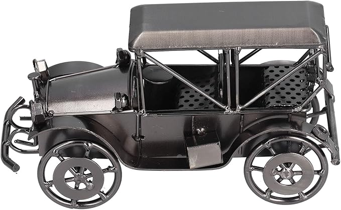 Vintage Grey Classic Car Ornament, Retro Iron Antique Model Decoration for Home Office Desk, Mini Metal Collectible Craft with Authentic Detailing for Car Enthusiasts