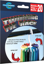 Twirling Tie Rack / Hanger Organizer / Belt Rack, Rotates 360 Degrees, Holds 20 Ties or Belts