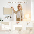 DOLLAR BOSS Bulletin Boards with Linen 1-Pack 16''X 12'' Double-Sided Cork Board for Walls Wood Framed Bulletin Boards, Small Pin Board for Home Kitchen Office Decorative Hanging 10 Pushpins
