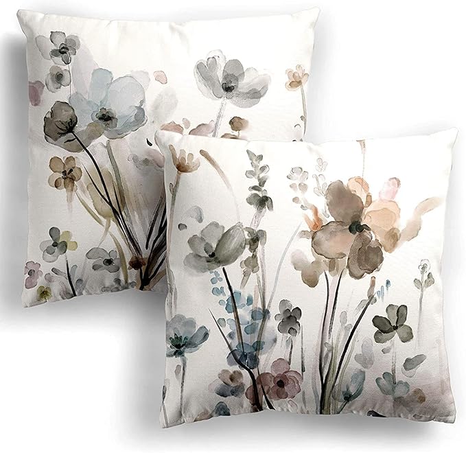 Flower Lumber Throw Pillow Covers 12x20 Set of 2, Flowers Pillow Cushion Cases, Modern Decorative Square Pillowcases for Sofa Couch Bedroom Living Room Car Seat
