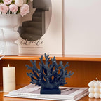 5.8" H Dark Blue Coral Decor - Resin Coral Statue, Nautical Decor for Home, Bedroom, Bathroom, Living Room, Ocean Themed Cabinet Shelf Tabletop Decoration