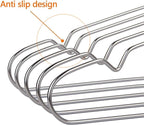 OIKA 40 Pack Stainless Steel Hangers with Grooves - Space Saving Closet Hangers, Heavy Duty Rustproof Metal Clothes Hangers for Tank Tops/Cardigans, Dorm & Outdoor Drying (Silver)