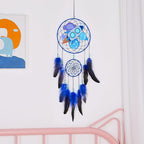 Basumee Dream Catcher for Kids Feather Dream Catchers Handmade Home Decor Wall Hanging with Double Ring for Nursery Bedroom Boys Room, Blue Rocket
