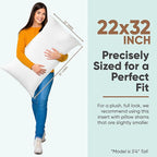 Pillowflex Synthetic Down Pillow Insert - 22x32 Down Alternative Pillow, Ultra Soft Oversized Queen Bed Sleeping Pillow, Large Rectangle Sham - 1 Decorative Pillow Form