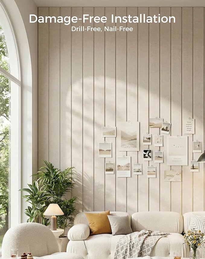 Aothia Felt Bulletin Board Tiles Large 48" x 36" Cork Board Alternative - 12-Pack with 70 Adhesive Tabs, Thick Slat Wall Panels for Office Decor, Push Pin Board Wall Organizer Alternative - Oatmeal