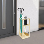 Umbrella Rack for Entryway Modern Freestanding, Metal Umbrella Stand with Drip Tray, Holds Canes/Hiking Poles, for Home Office, 7.9"x7.9"x20.9" (Gold)