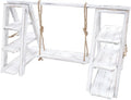 Wooden 3 Tiered Dessert Tray Stand Tool Free, Cupcake Serving Ladder Display Stand with Swing, Removable Trays and Foldable Stand for Cake Snack Fruit at Weddings, Anniversaries, Parties, Celebrations (White)