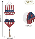 Valery Madelyn 4th of July Wreath, Patriotic Wreath for Front Door, Red White and Blue Top Hat and Heart Wall Signs for Memorial Day Independence Day USA 250th Anniversary, 28 inch