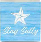 Beach Bathroom Decor Starfish Decor Stay Salty Beach Theme Summer Decorations Wooden Box Sign for Home Office Farmhouse Table Shelf