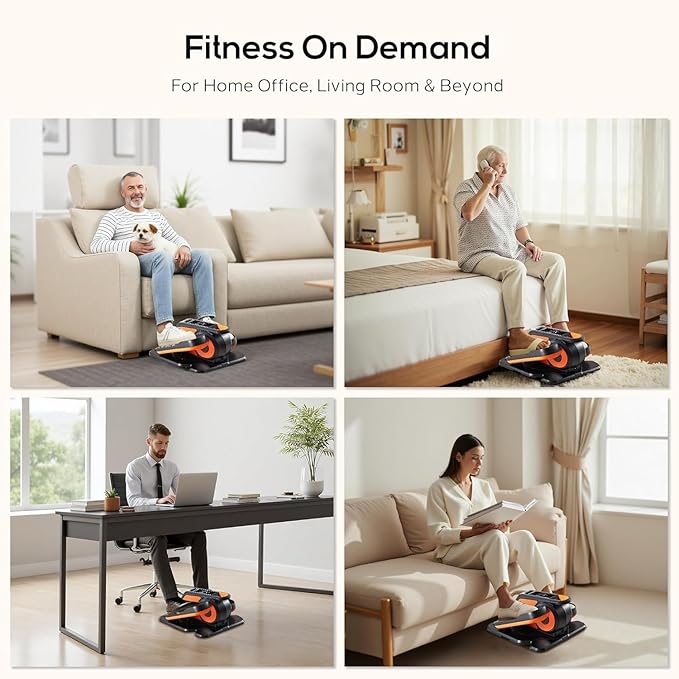 NEWBULIG Under Desk Elliptical Machine, Ellipse Leg Exerciser As Seen On TV with Remote Control, 12 Adjustable Speeds