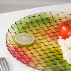 MAGCOLOR Colorful Round Woven Crystal Glass Decorative Plate 11 Inch-Diameter. (Colorful)