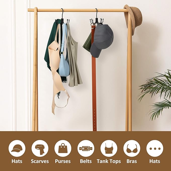 ZEDODIER Belt Hanger, 2 Pack Belt Rack Closet Accessories Organizer, Maximum 24 Storage Capacity, Hanging Holder Storage Hook for Belt, Bra, Tank Top, Tie, Scarf, Purse, Black