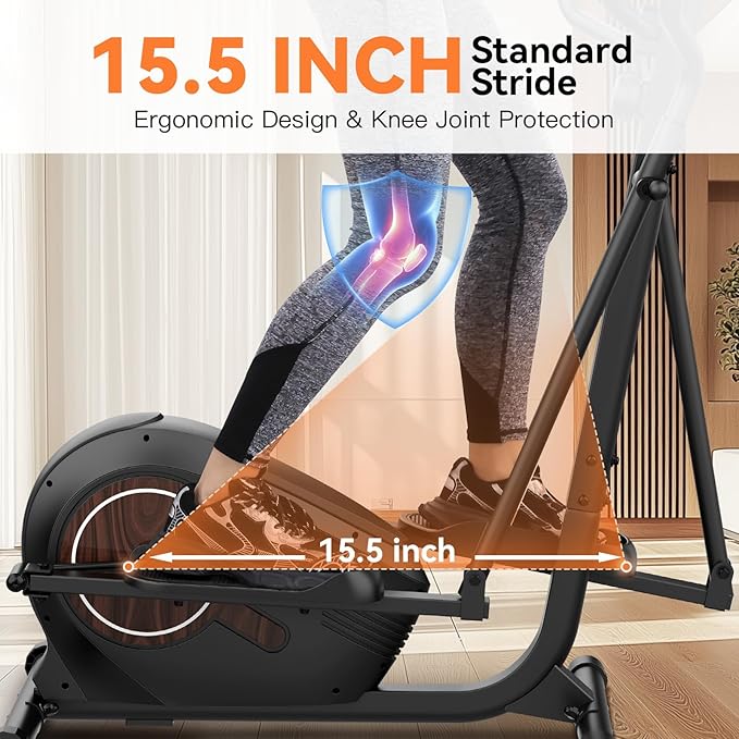 ANCHEER Elliptical Machine, Elliptical Exercise Machine for Home with Magnetic Driving System,14 Resistance Levels, Pulse & LCD Monitor, Elliptical Cardio, 400 Lbs Low Impact Elliptical