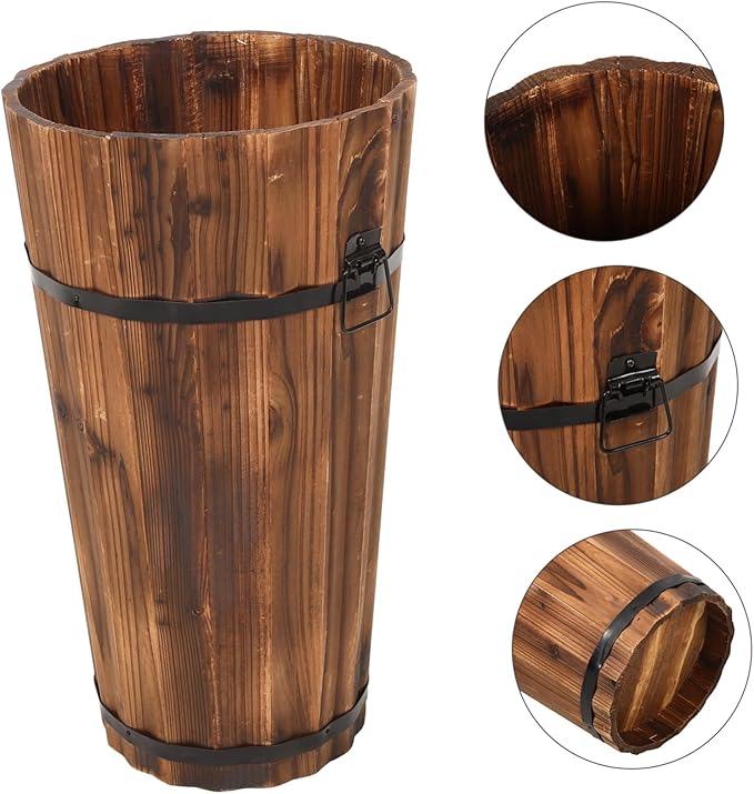 Cabilock Wooden Umbrella Stand for Entryway Rain Umbrella Storage Bucket Basket Outdoor Storage Rack for