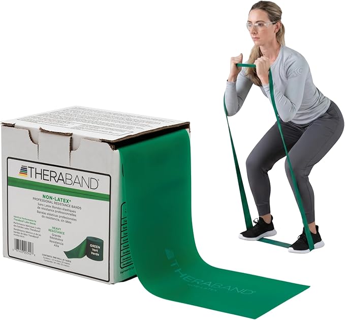 THERABAND Resistance Band 25 Yard Roll, Non-Latex Professional Elastic Stretch Bands for Upper & Lower Body Exercise Workouts, Physical Therapy, Lower Pilates, Flexibility, & Rehab, Dispenser Box