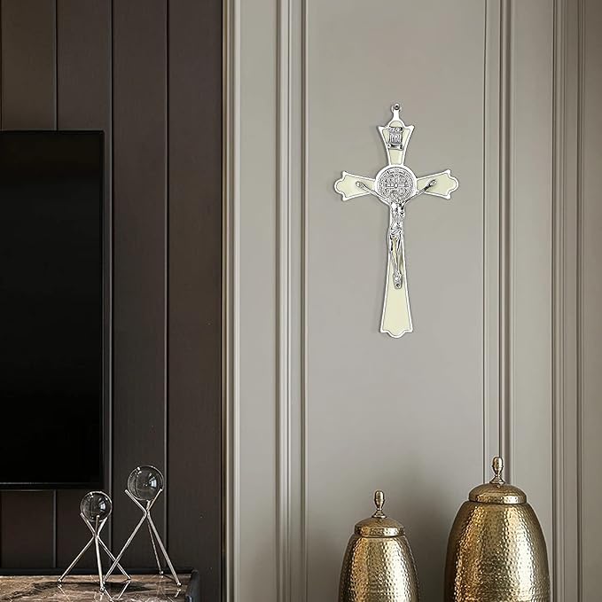 VINETEN Saint Benedict Enamel Crucifix - Crucifix Wall Cross Metal Wall Art-8 Inch Cross Give Blessing and The Spiritual Sacred:Faith Gift for your Acquaintances