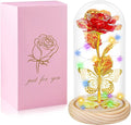 QUNPON Valentines Roses Gifts for Her Women,Valentines Birthday Gifts for Women,Valentine's Day Flowers Gifts for Mom Girlfriend Wife,Red Rose in A Glass Dome Gifts for Valentine Day