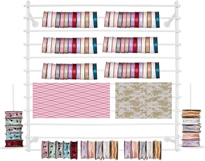 12-Tier Wall Mounted Scarf Rack, Scarf Display Rack, Towels Storage Hanger, Commercial Hijab Scarf Holder Organizer Space Saving for Retail Stores, Boutiques, Home (White, 47in Width)