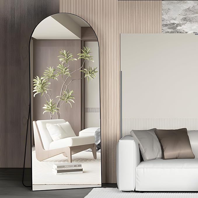 Full Length Mirror 71"x25" Arch Mirror Floor Mirror with Stand Wall Mirror Black Arched Full Body Mirror Standing Hanging or Leaning Against Wall Bedroom Mirrors for Entry, Living Room