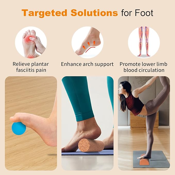 Cork Balance Board, Ankle Stability Trainer & Foot Strengthener, Textured Natural Cork Wobble Board for Proprioception, Mobility & Physical Therapy, Balance Trainer for Adults & Seniors, Home Gym Fall-Prevention Training