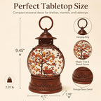 Fall Snow Globe Lantern with Swirling Maple Leaf Glitter 6H Timer Battery & USB Powered Fall Decor Autumn Snow Globe for Thanksgiving, Home, Tabletop Decoration