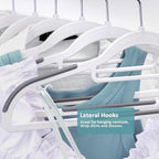 Pack of 30 Clothes Hangers, Space Saving Plastic Hangers, Non-Slip, 0.2 Inches Slim, 360° Swivel Silver Hook for Shirts, Pants & Wet/Dry Garments, White and Dark Gray