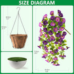 Homsunny 3 Bundles Artificial Hanging Fake Flowers with Basket Plants for Outdoor Spring and Summer Decoration, Faux Silk Flower UV Resistant Morning Glory for Home Porch Patio Garden Balcony Yard