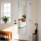 DUMOS 47x14 Inch Arched Full Length Mirror Over the Door, Wall Mounted Full Body Mirror, Door Hanging Metal Aluminum Alloy Frame Dressing Mirrors for Bedroom, Living Room, Entryway, Gold