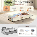 Yecaye Under Bed Storage with Wheels, 65L Under Bed Storage Containers with Adjustable Dividers & Clear Lid, Rolling Underbed Organizer Bins Drawer for Clothes, Shoes, Blankets, 2 Pack