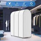 Zilink 50'' Garment Rack Cover Dustproof Clothes Rack Cover Breathable Garment Bags Protector Wardrobe Cover with 2 Durable Zippers for Garment Rack, White, (Rack Not Included)