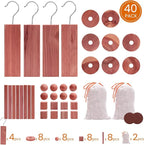 Homode Cedar Blocks for Clothes Storage, Set of 40, Cedar Chips for Closets and Drawers, Aromatic Cedar Wood Balls and Cedar Sachets, Cedar Closet Freshener