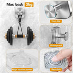 Silver Wreath-Hanger, Strong Stainless Steel Suction-Cup-Wreath-Hooks, Silver Wreath-Door-Hanger Fall Halloween Christmas Decorations, Welcome Sign for Front Door Indoor Outdoor, Reusable Holder
