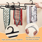 AHANDMAKER 10Pcs Plastic Hanger, Scarf Hanger Black Rectangular Towel Holders Space Saving Scarf Organizer Hooks Closet Organizers and Storage for Ties Scarves Belts, 8.4x3Inch