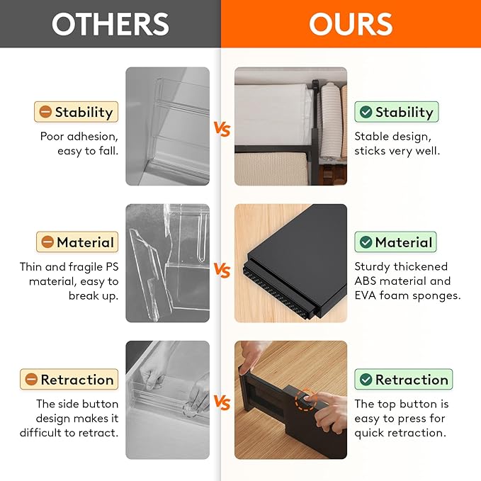 Lifewit 14 Pack Drawer Dividers 4" High 28-43.5cm/11-17" Adjustable Drawer Organizer for Clothes/Utensils, Expandable Drawer Separator in Dresser/Kitchen/Bedroom/Office Organization & Storage Black