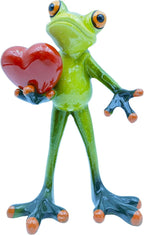 VVGIFTS Frog Figurines Decor Funny Cute Craft Resin Frog Sculpture Statue for Home Office Desk Tabletop Bathroom Decoration, Ornament Gift (Frog Holding Heart)