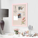 DOLLAR BOSS Bulletin Board with Linen 36'' x 24'' Pink Framed Cork Boards for Walls, Photo Display Pin Board, Decorative Corkboard for Office Home School Girls Dorm Decor with 10 Pushpins, White