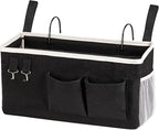Bedside Storage Caddy/Bedside Hanging Storage Bag for Headboards Bunk Beds Dorm Rooms Book Phone Magazine Holder (Black)
