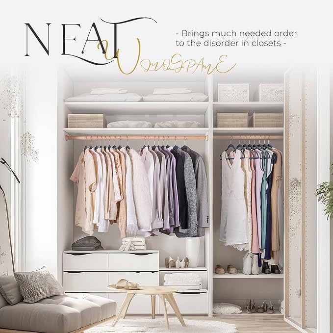 HOUSE DAY Velvet Hangers 60 Pack, Premium Clothes Non-Slip Felt Hangers, Sturdy Navy Blue Men Heavy Duty Coat Hanger, Suit Hanger for Space Saving 360° Rotating Rose Gold Hook