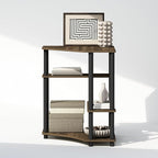 Furinno Turn-N-Tube Storage Shelves, 4-Tier Corner Shelf, Toolless Assembly Display Rack, Corner Bookshelf for Small Space, for Organization and Storage, Living Room, Home Office, Columbia Walnut