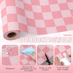 Hahafelt 16 in x 40 Ft Fabric Bulletin Board Roll Pink Plaid Bulletin Board Classroom Non Woven Background Decorations Waterproof Wrinkle Resistant Fabric Roll for Back to School Wall Decor