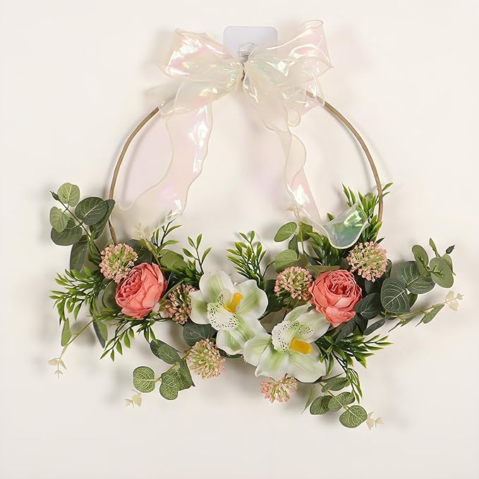 Artificial Floral Swag Front Door Swag Indoor Decorative Hanging Spring Wreath for Restaurant Birthday Holidays Apartment, JH615