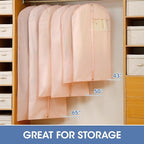 Garment Bags for Hanging Clothes, 50" Long Dress Bags for Closet Storage, Pink Garment Covers with Clear Window for Suits, Coats, Jackets (2 Pack)