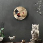 Rooster Decorative Plate Holder, 8 Inch, Rooster In The Reeds Round Display Plate, Hanging Decorative Plate with Display Stand, for Display Living Room Kitchen Closet Table Decor