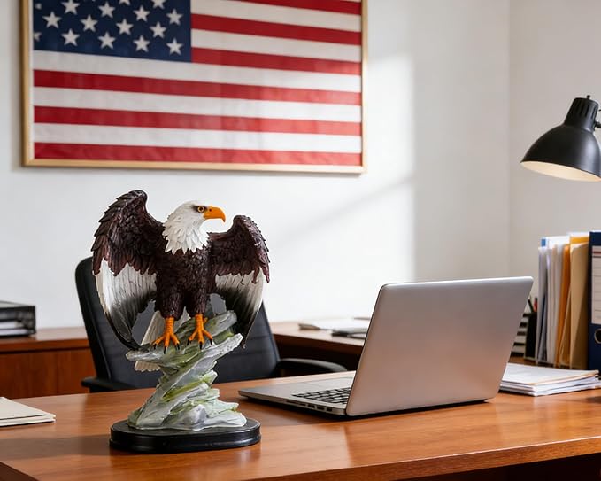 Bald Eagle Realism Statue for Home Office Man Table Decoration 10 inch Eagle Scout Gifts, US Citizenship Gifts, Symbol of Justice and Freedom