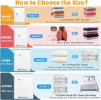 6Pack Thickened Space Saver Vacuum Storage Bags Jumbo for Clothes with Hand Pump, Vacuum Sealed Bags for Clothing, Comforters and Blankets