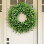 28 Inch Large Boxwoods Wreaths for Front Door Artificial Green Leaves Greenery Indoor Outdoor Wreath Home Decor Porch Window Wall Farmhouse Door Decorations Spring Summer Fall All Seasons
