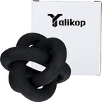 Yalikop 3 Link Wood Knot Decor Rustic Home Décor Accents Hand Carved Coffee Table Decoration, Boho Chain Link Decoration, Modern Shelf, Rustic Objects for Home Living Room Bedroom(Black)