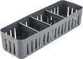 Simplify 4 Compartment Stackable Bin with Adjustable Dividers | Drawer Organizer | Storage Basket | Good for Office | Desk Supplies | Dorm |Bathroom | Accessories | Make Up | Grey